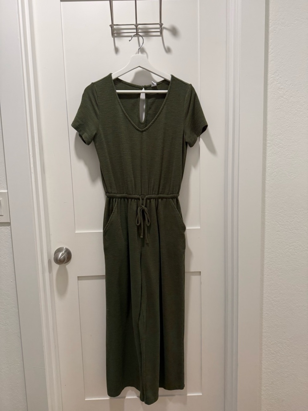 Old Navy Olive Green Short-Sleeve Maxi Dress with Drawstring Waist